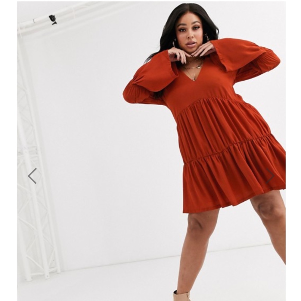 Orange Missguided Plus Tiered Dress